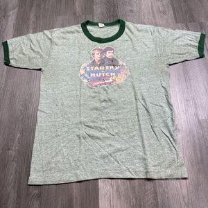 Vintage Starsky & Hutch Ringer T Shirt Size XL Blue 70s 1976 Green Tv Show